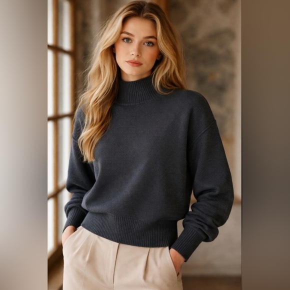 Charli Sweaters - Charli Mock Neck Batwing Knit Sweater |
Dark Steel Gray